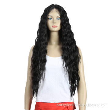 31inches Swiss Long deep wave Premium Synthetic Lace Front Wigs Synthetic Hair Wig Heat Resistant Synthetic Wig For Black Women